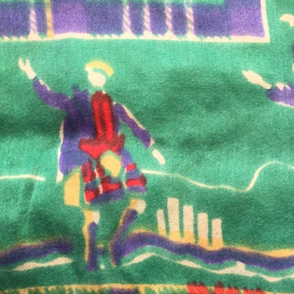 Vintage Accessories - RARE Scotland scarf with dancing Scotsmen